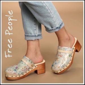 Free People Floral Clogs with Wooden Heel